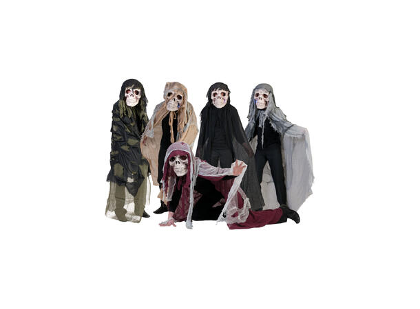 Maske og Kappe - Hodeskalle - Lys, Ass 1 Sett 