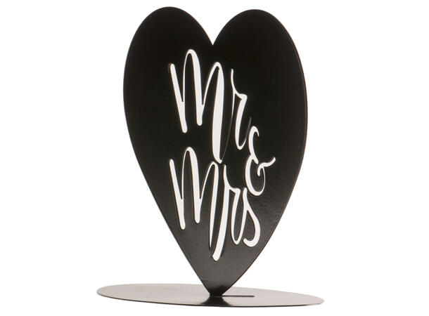 Mr & Mrs i hjerte - Siluett sort 1 Kakefigur i metall - 14,5cm