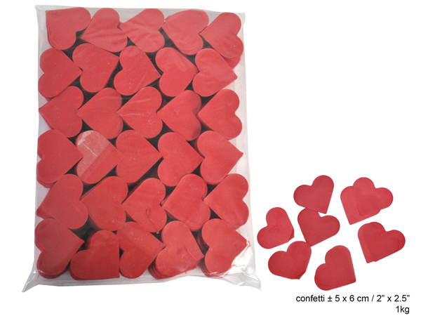 Rød hjertekonfetti 1 pose med papirkonfetti - 1kg