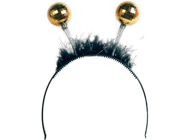 Tiara med pels og Gull discokuler 1 Tiara - Onesize