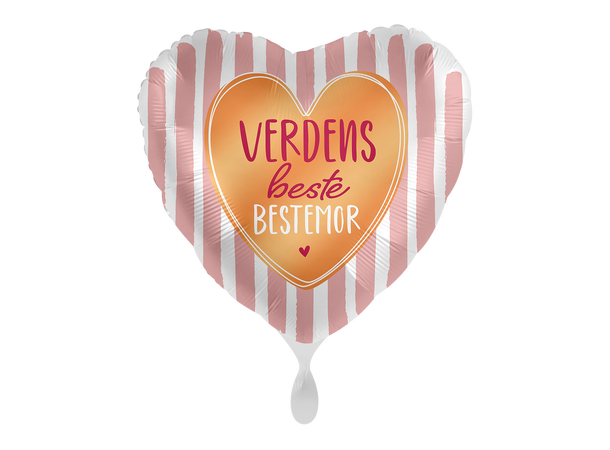 Verdens beste Bestemor 1 Folieballong hjerte - 17" - (43cm)