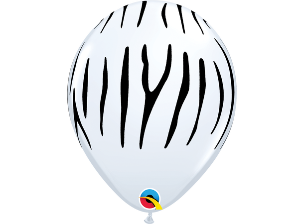 Zebra Stripes – White 25 gummiballonger - 28cm (11")