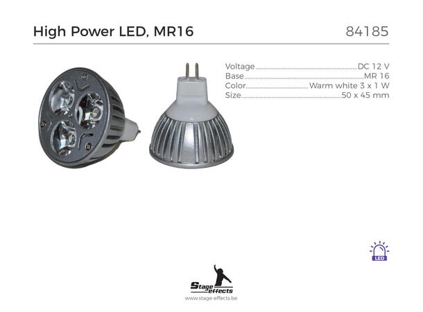 3x1W LED lampe hvit Tilkobllingstype  MR16