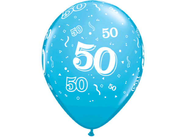 50-a-round - Assorterte farger 6 gummiballonger - 28cm (11")
