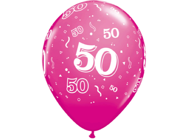 50-a-round - Assorterte farger 6 gummiballonger - 28cm (11")