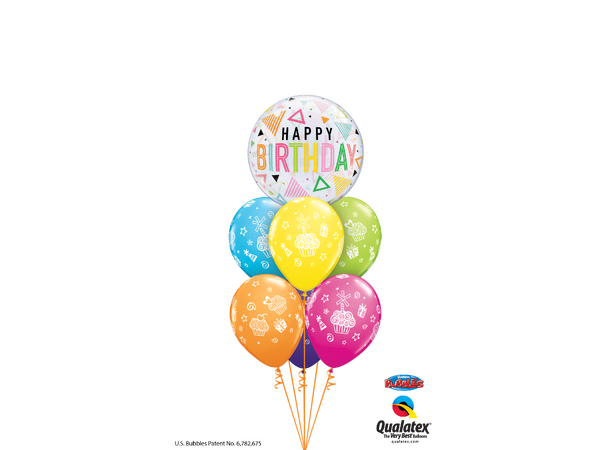 Birthday Rainbow Triangles 1 Bubbleballong - 56cm (22")
