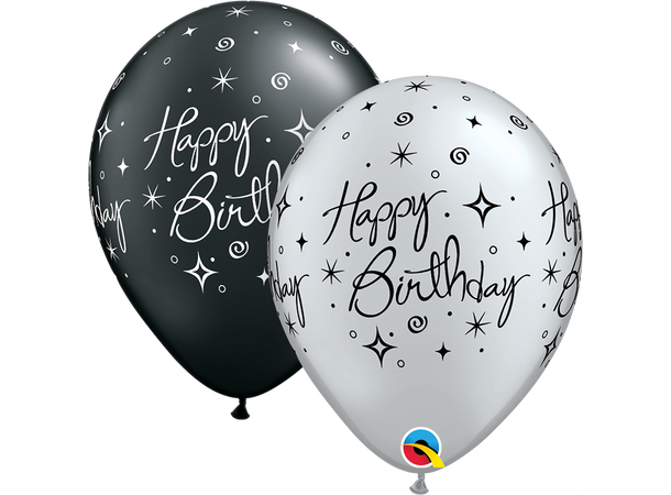 Birthday Sparkles and Swirls 25 gummiballonger - 28cm (11")