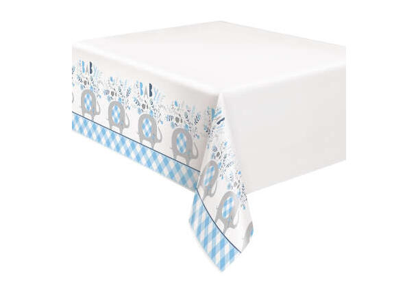 Blue Floral Elephant 1 Plastikkduk firkantet - 137x214cm