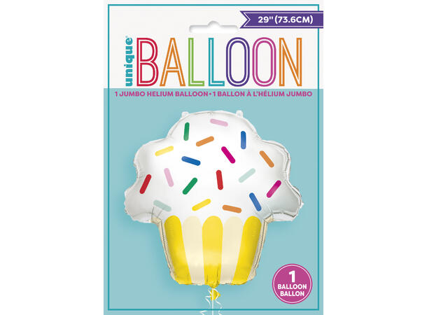 Cupcake med strø 1 Folieballong med form  - 74cm(29")
