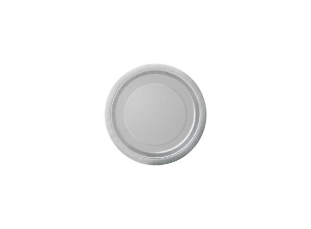 Ensfarget Sølv - Plastfri 8 Runde tallerkener i papp - 18cm