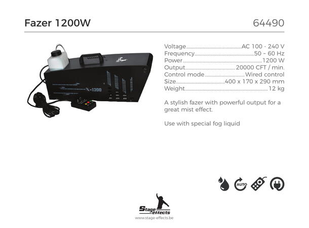 Fazer - Tåkemaskin Mål: 40x17x29cm - 1200 W - 12kg