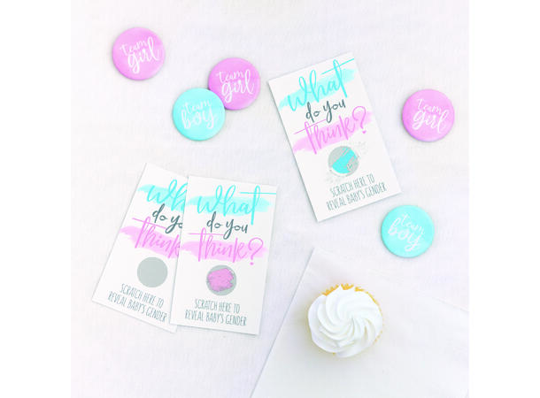 Gender Reveal Party 10 Merker (Buttons) - Gutt eller jente
