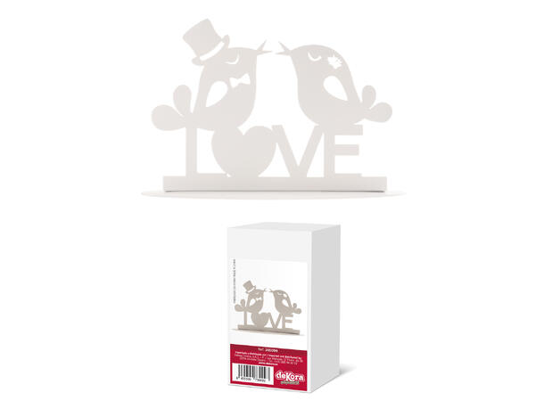 Love - Turtelduer - Siluett Hvit 1 Kakefigur i metall - 12cm
