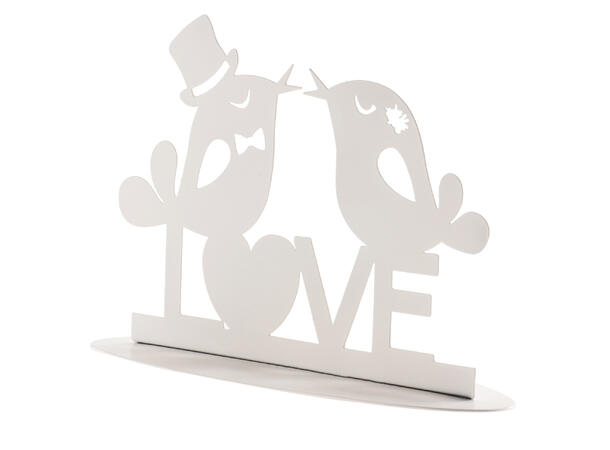 Love - Turtelduer - Siluett Hvit 1 Kakefigur i metall - 12cm