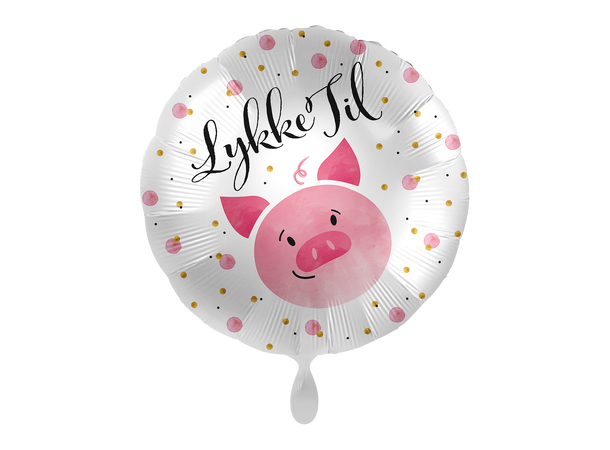 Lykke til - Heldiggris 1 Folieballong rund - 17" - (43cm)