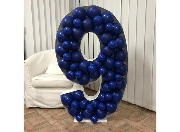 Mosaikkramme til ballonger - Tallet 9 1 Ramme i isopor/bølgepapp - 120cm høyde