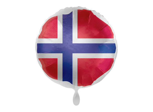 Norsk flagg 1 Folieballong rund - 17" - (43cm)