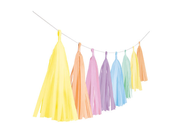 Pastel Rainbow 1 tassel girlander i papir -  304 cm
