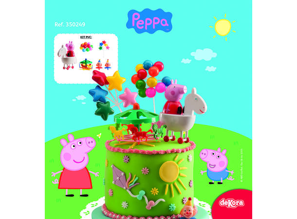 Peppa Gris - Deluxe Kakedekorasjon 4 kakefigurer i plast