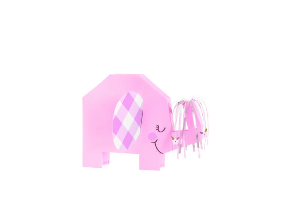 Pink Floral Elephant 1 Borddekorasjon i papir