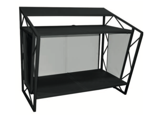 Sammenleggbart DJ-bord. Sort Mål: 127x115x90cm