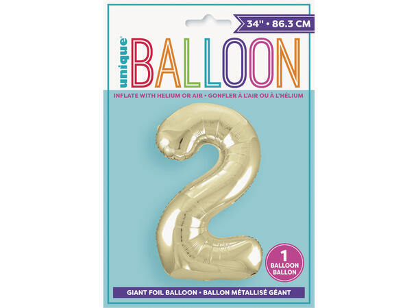 Tallballong - #2 - Hvitt gull 1 Folieballong - 86cm (34")