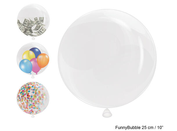 Transparent plastballong - rund 1 Plastballong - 25cm (10")