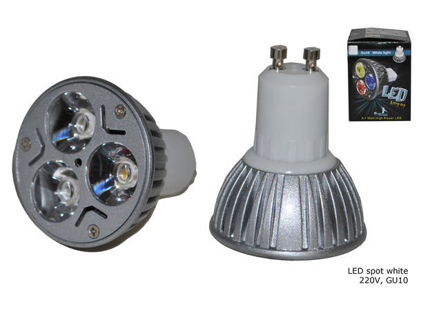 3x1W LED lampe hvit Tilkobllingstype  GU10