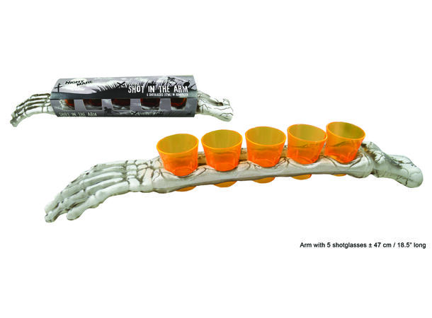 Arm med shotglass - Halloween 5 Shotteglass i holder - 37ml