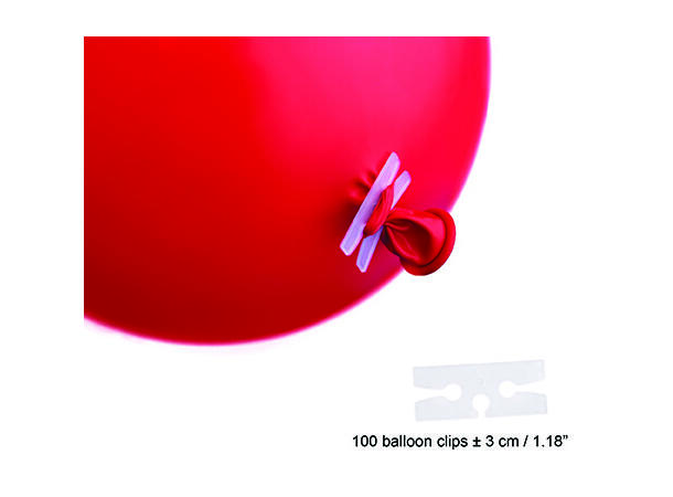Ballongklips i plast 1 Pose med 100 stk