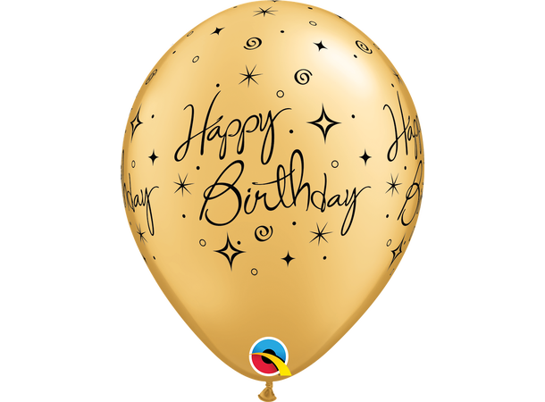 Birthday Elegant Sparkles & Swirls Gold 25 gummiballonger - 28cm (11")