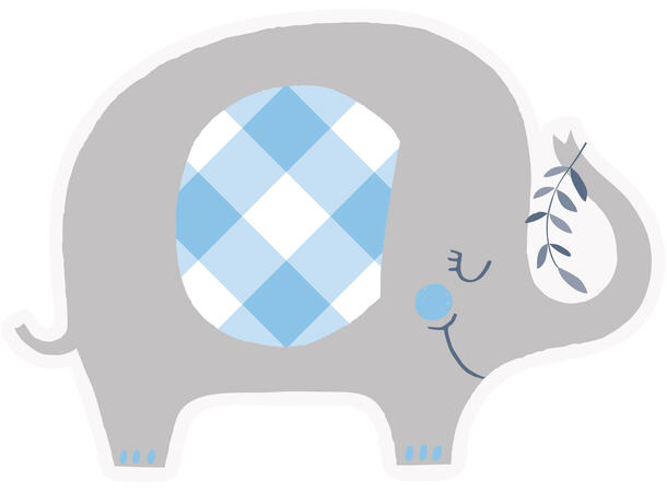Blue Floral Elephant 8 Invitasjoner i papir