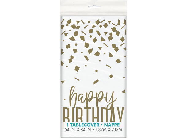 Confetti Gold Birthday 1 Plastikkduk firkantet - 137x214cm