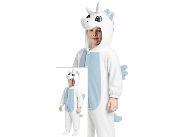 Enhjørning - Kigurumimi - Hvit/Blå 1 Barnekostyme Unisex - Str 7-9 år 