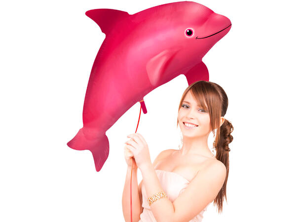 Figurballong Rosa Delfin Folieballong med form - 99x70cm