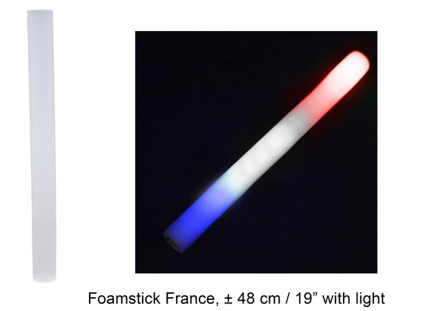 Foam stick med LED-lys - Rød/hvit/blå 1 Foam Stick - 48cm - Inkl batteri