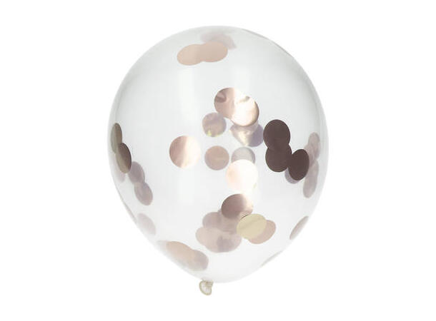 Gjennomsiktig med Rosegull Konfetti 4 Konfettballonger - 30cm (12")