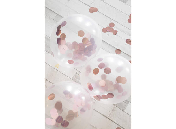 Gjennomsiktig med Rosegull Konfetti 4 Konfettballonger - 30cm (12")