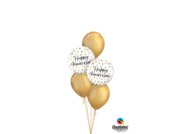 Happy Anniversary Gold Dots 1 Folieballong - 46cm (18")