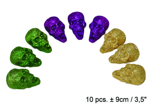 Hodeskalle - Glitter 10 Figurer - 9cm