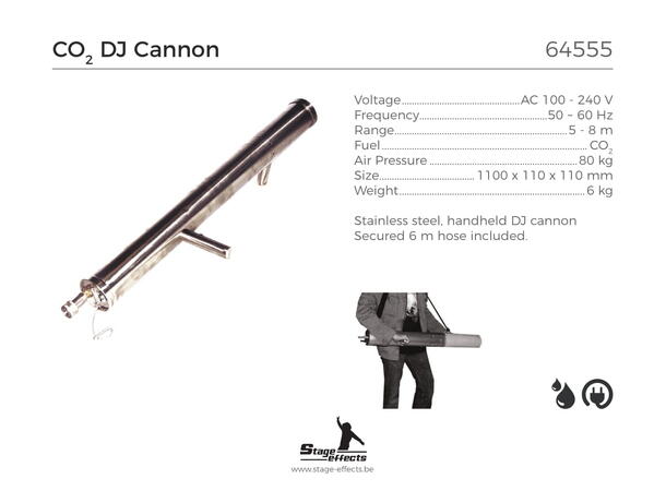 Håndholdt CO2 DJ-kanon Mål: 110x11x11cm - 6kg