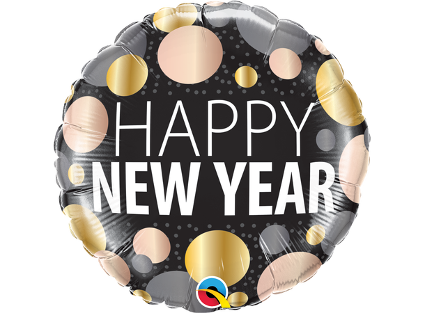 New Year Metallic Dots 1 Folieballong - 46cm (18")