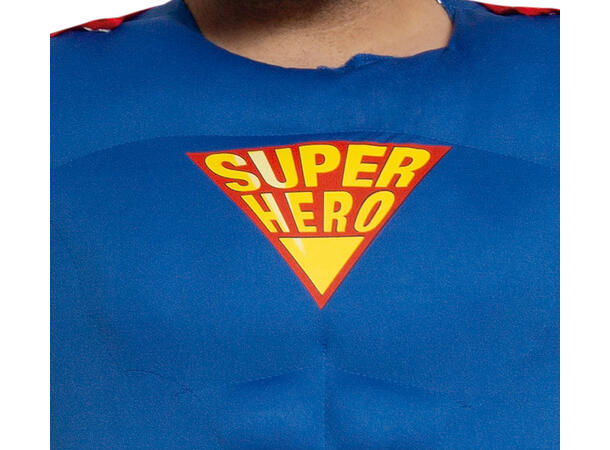 Superhelt - Blå m/Rød kappe og truse 1 Herrekostyme - Str 54-56 (XL) 