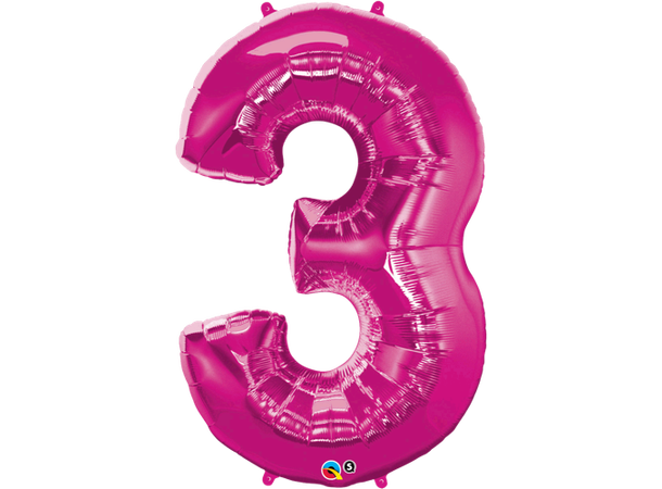 Tallballong 3 Magenta 1 Folieballong - 86cm (34")