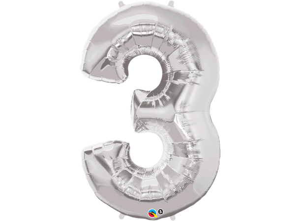 Tallballong 3 Silver 1 Folieballong - 86cm (34")