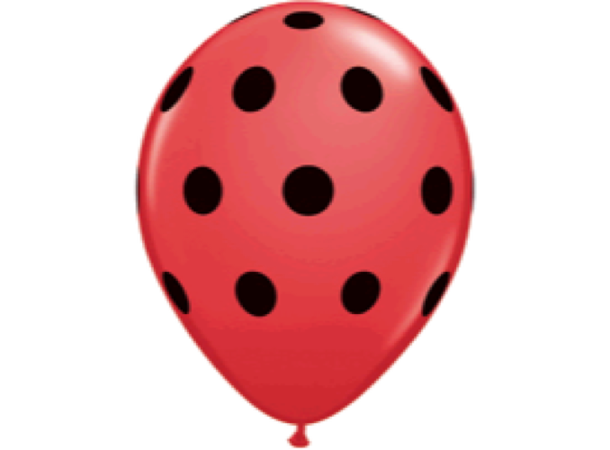 Big Polka Dots - Ruby Red/Blk 100 gummiballonger - 12,5cm (5")