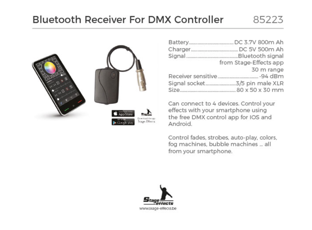 Bluetooth mottaker for DMX kontroller Mål: 8x5x3 cm