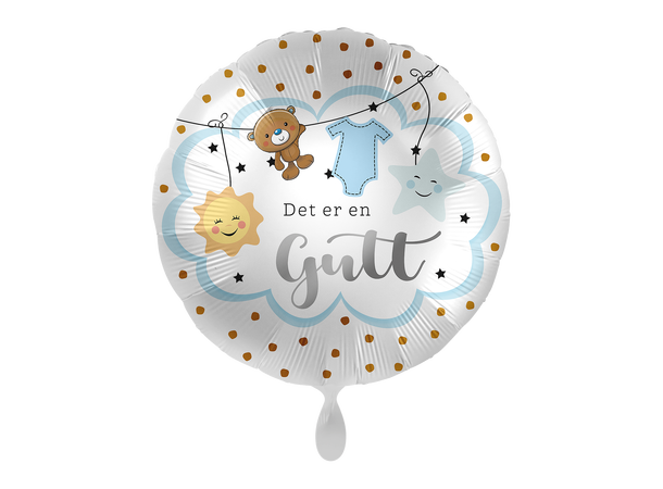Det er en Gutt - Babydekor 1 Folieballong rund - 17" - (43cm)
