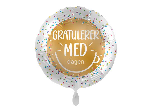 Gratulerer med dagen - Smil 1 Folieballong rund - 17" - (43cm)
