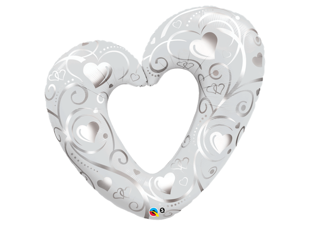 Hearts & Filigree Silver 1 Stor folieballong - 107cm